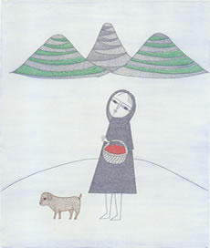 南桂子作品 かごを持つ少女 1976年