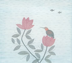 南桂子作品 花の上の鳥と魚