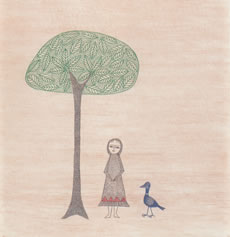 南桂子作品 木と少女と鳥