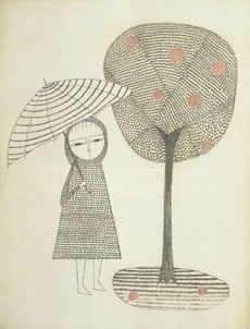 南桂子作品 傘をさした少女 1965年